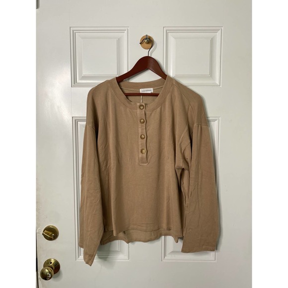 Lovers and Friends Hailey Henley Sweatshirt Brown - Picture 2 of 7